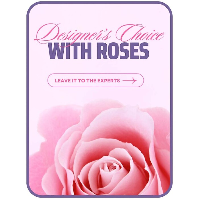 Designer&#039;s Choice with Roses in Glass Vase